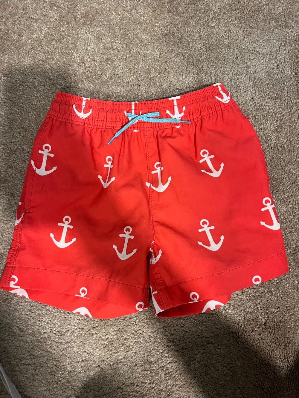 Crewcuts Red Boys' Swim Shorts with White Anchors